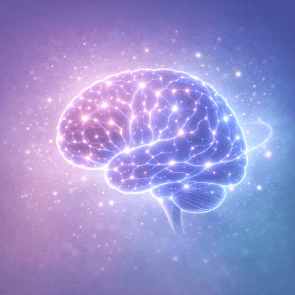 Glowing brain visualization representing cognitive health and mental clarity coverage